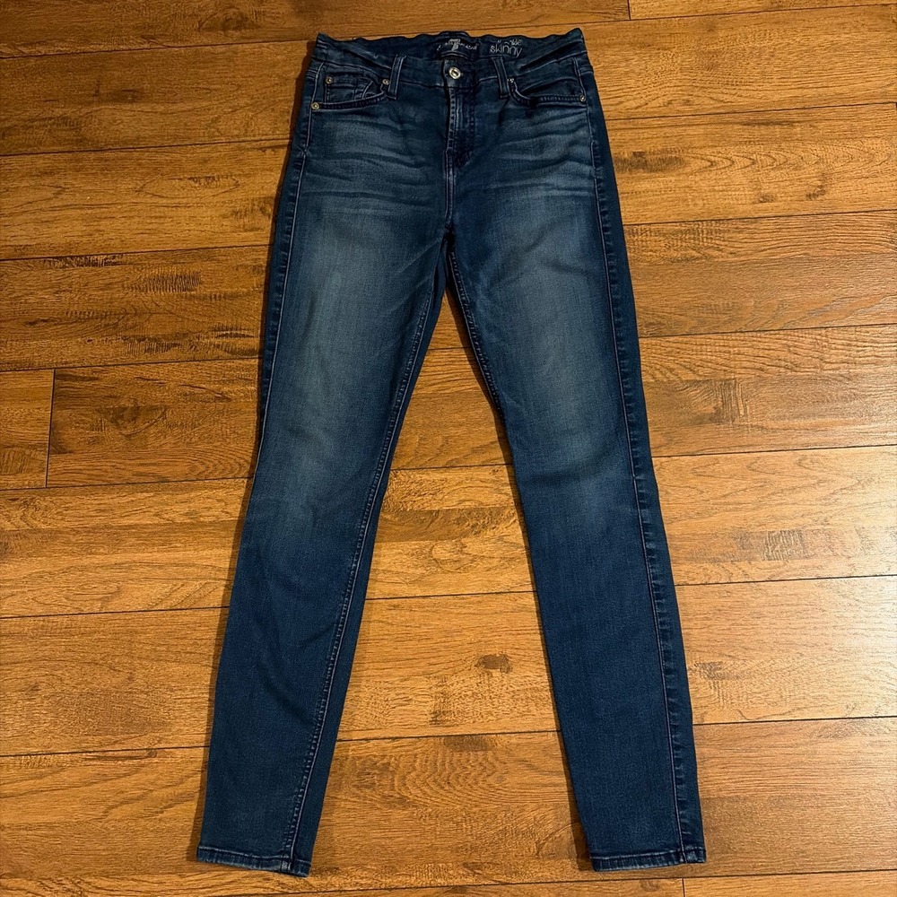 7 For All Mankind Ankle Skinny Jeans Dark Indigo Wash Size 25 Women Denim